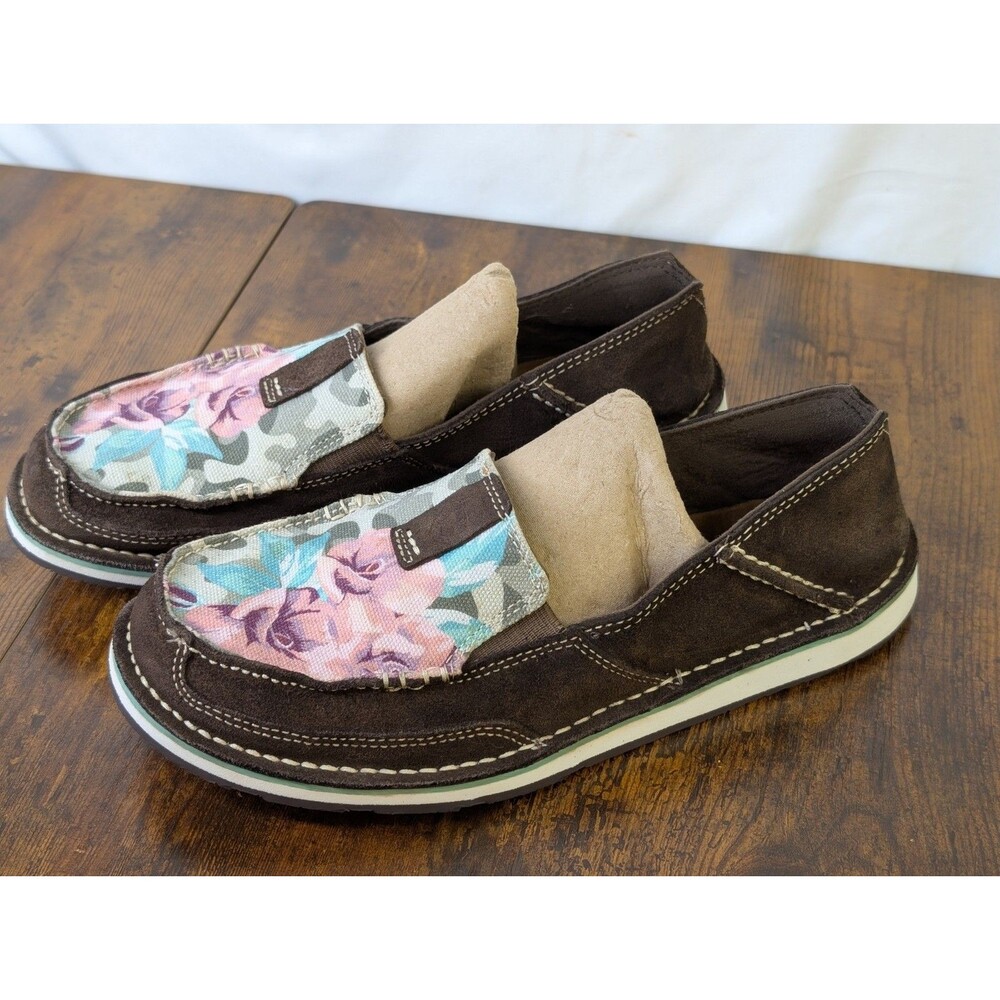Ariat Cruiser Women's 8.5B Slip On Loafers Brown Suede Floral  10027377